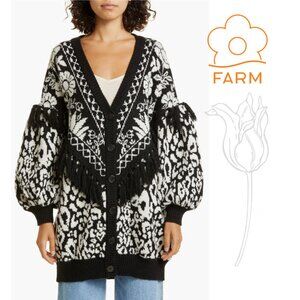 Farm Rio Pineapple Garden Jacquard Bubble Sleeve Cardigan